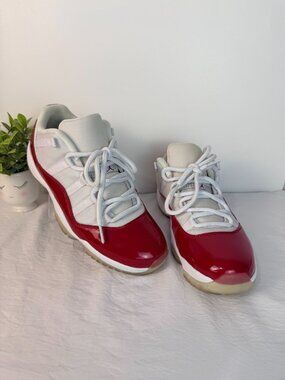 Air Jordan 11 Retro Low Cherry Red/White Mens Sneakers Size 10 Pre-Owned
